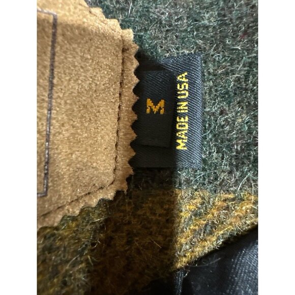 Vintage 80sWoolrich Jacket Wool Mohair Autumn Plaid Leather Collar Women's M USA - Picture 10 of 10